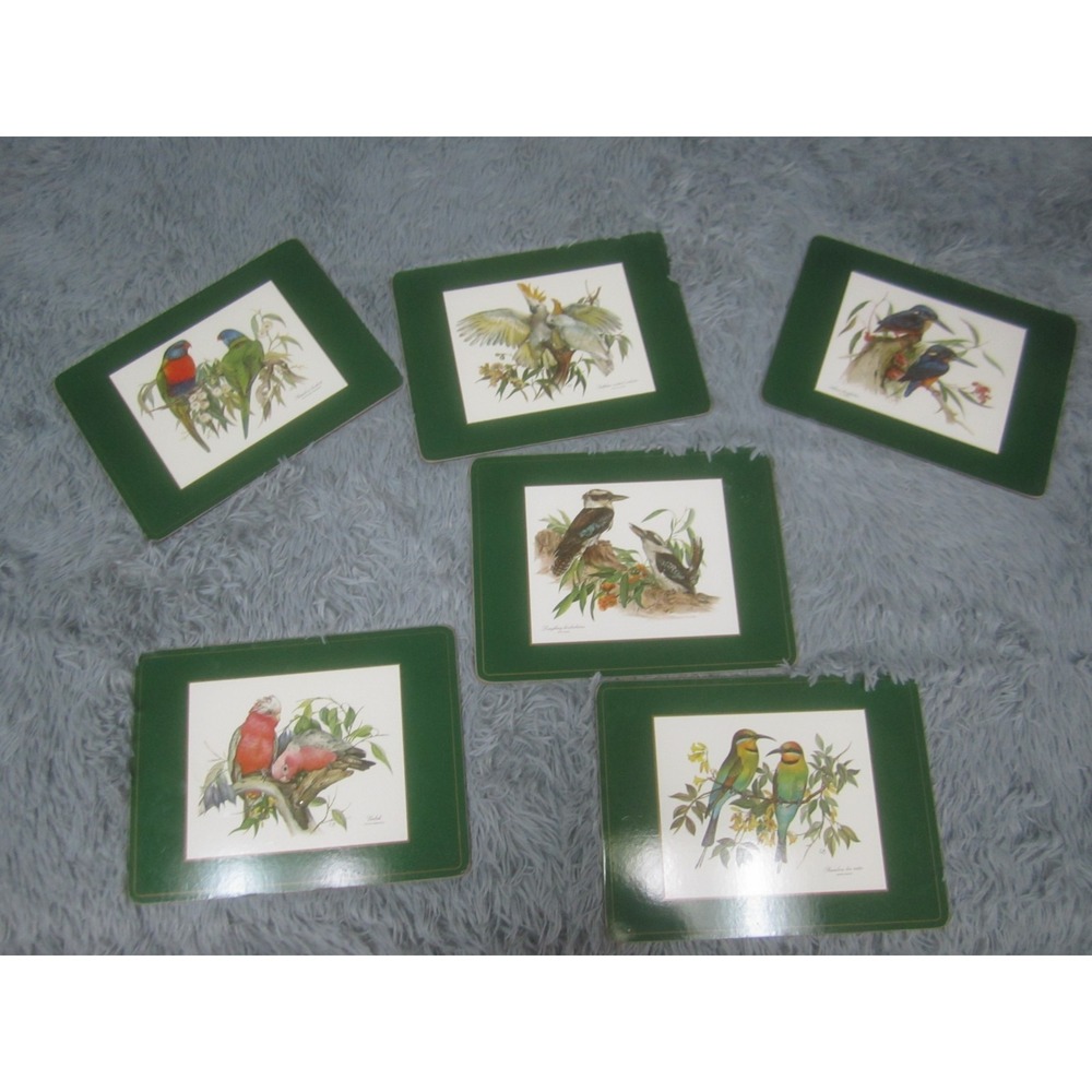 VTG ImperialTable Set of 6 Placemats Australian Birds 12.5"